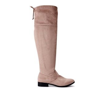 Over the Knee Taupe Flat Boots